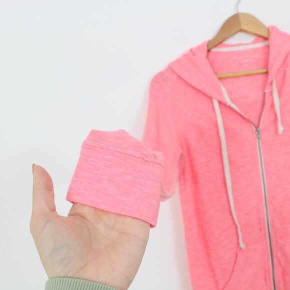 *American Eagle Outfitters Pink Long Sleeve Zip Up Sweater - Picture 6 of 7